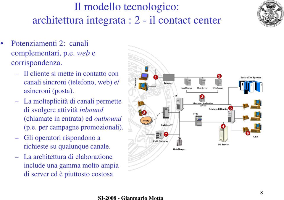 La molteplicità di canali permette di svolgere attività inbound (chiamate in entrata) ed outbound (p.e. per campagne promozionali).