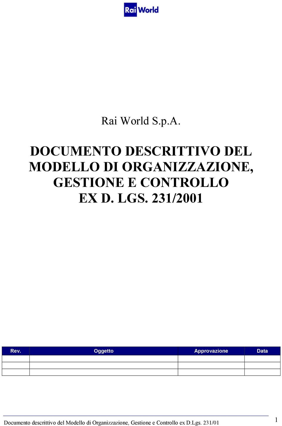 DI ORGANIZZAZIONE, GESTIONE E