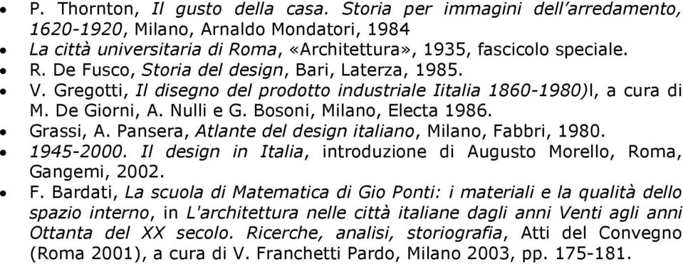 Pansera, Atlante del design italiano, Milano, Fa