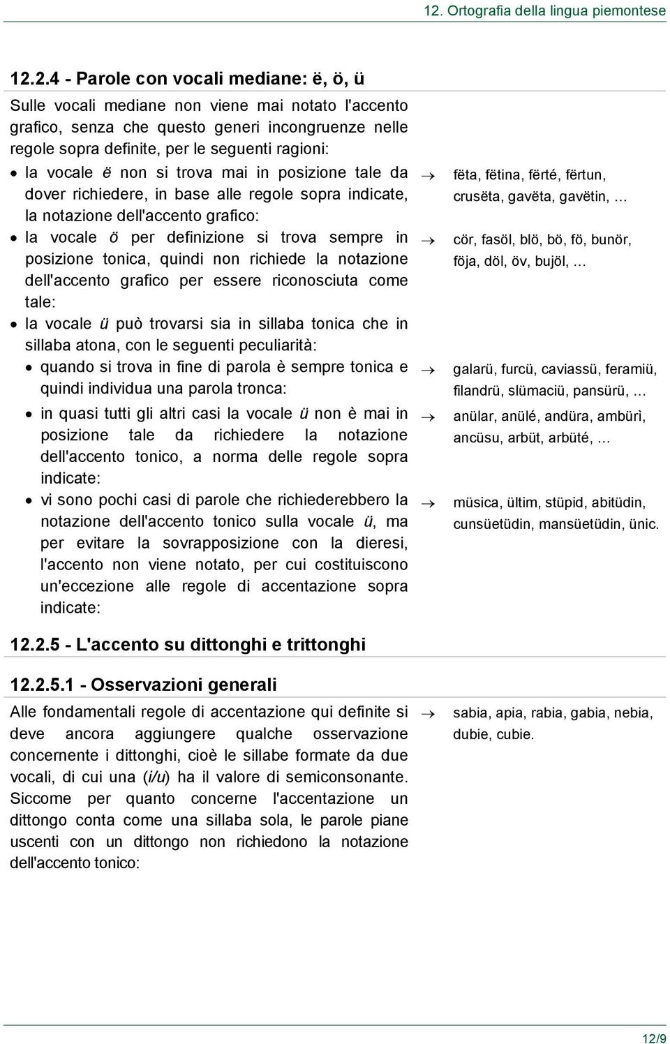 definizione si trova sempre in posizione tonica, quindi non richiede la notazione dell'accento grafico per essere riconosciuta come tale: la vocale ü può trovarsi sia in sillaba tonica che in sillaba