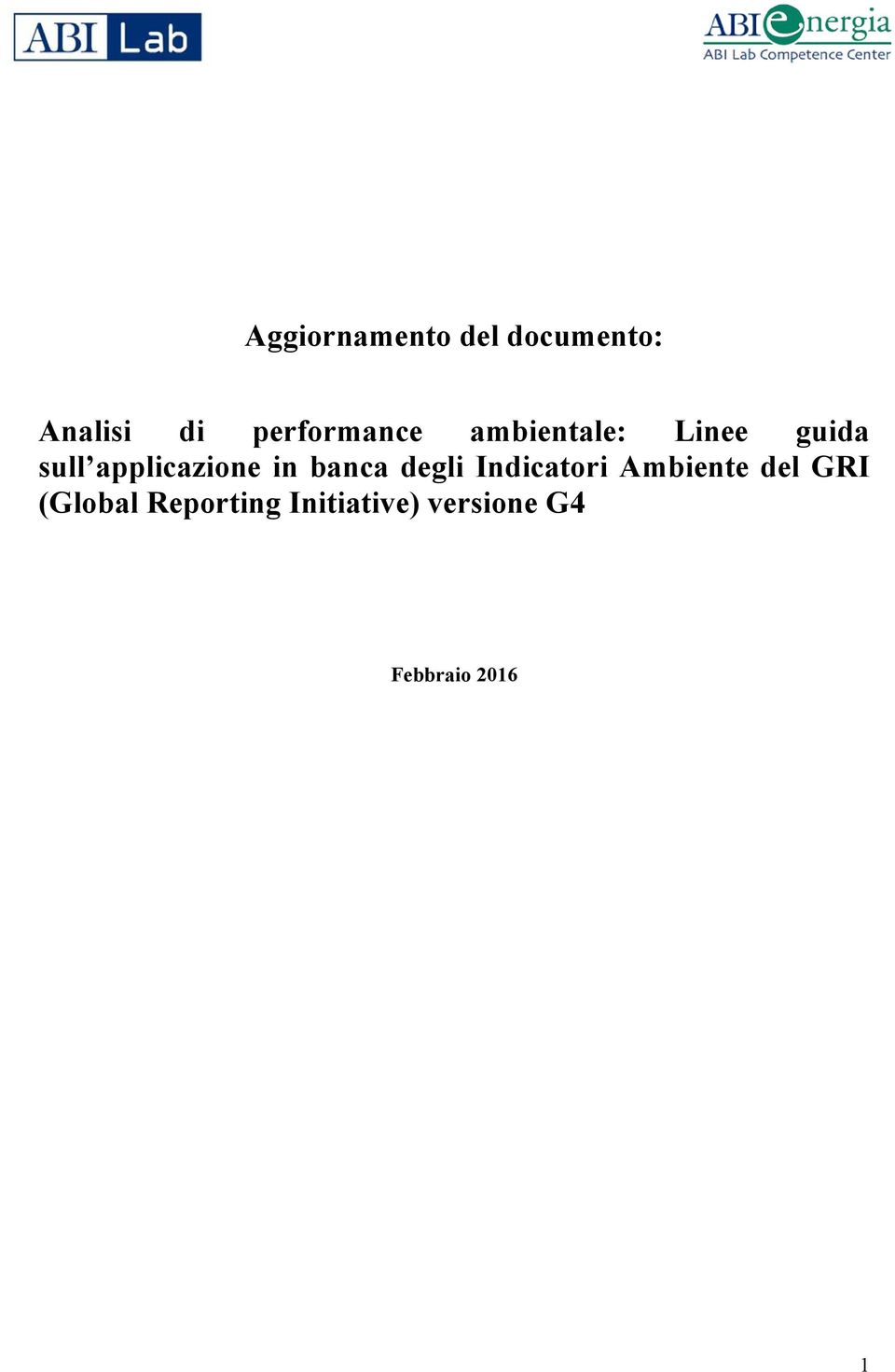 applicazione in banca degli Indicatori Ambiente