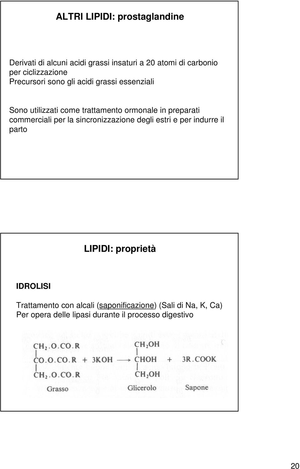 preparati commerciali per la sincronizzazione degli estri e per indurre il parto LIPIDI: proprietà