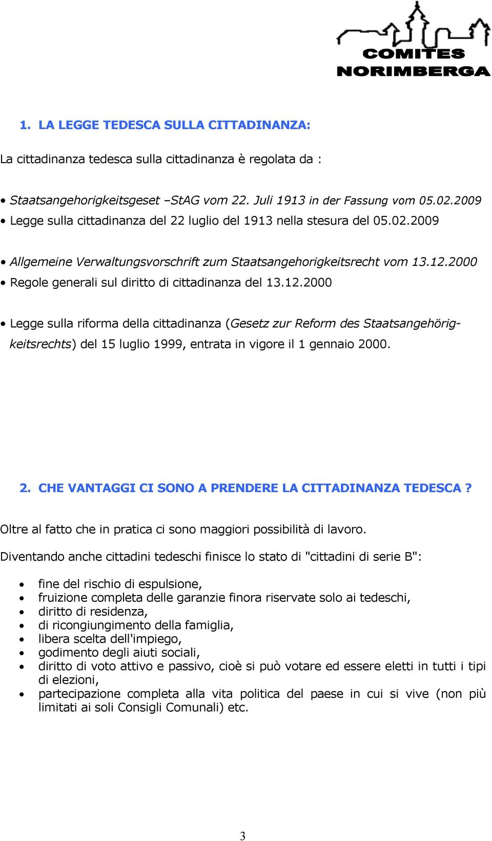 2000 Regole generali sul diritto di cittadinanza del 13.12.