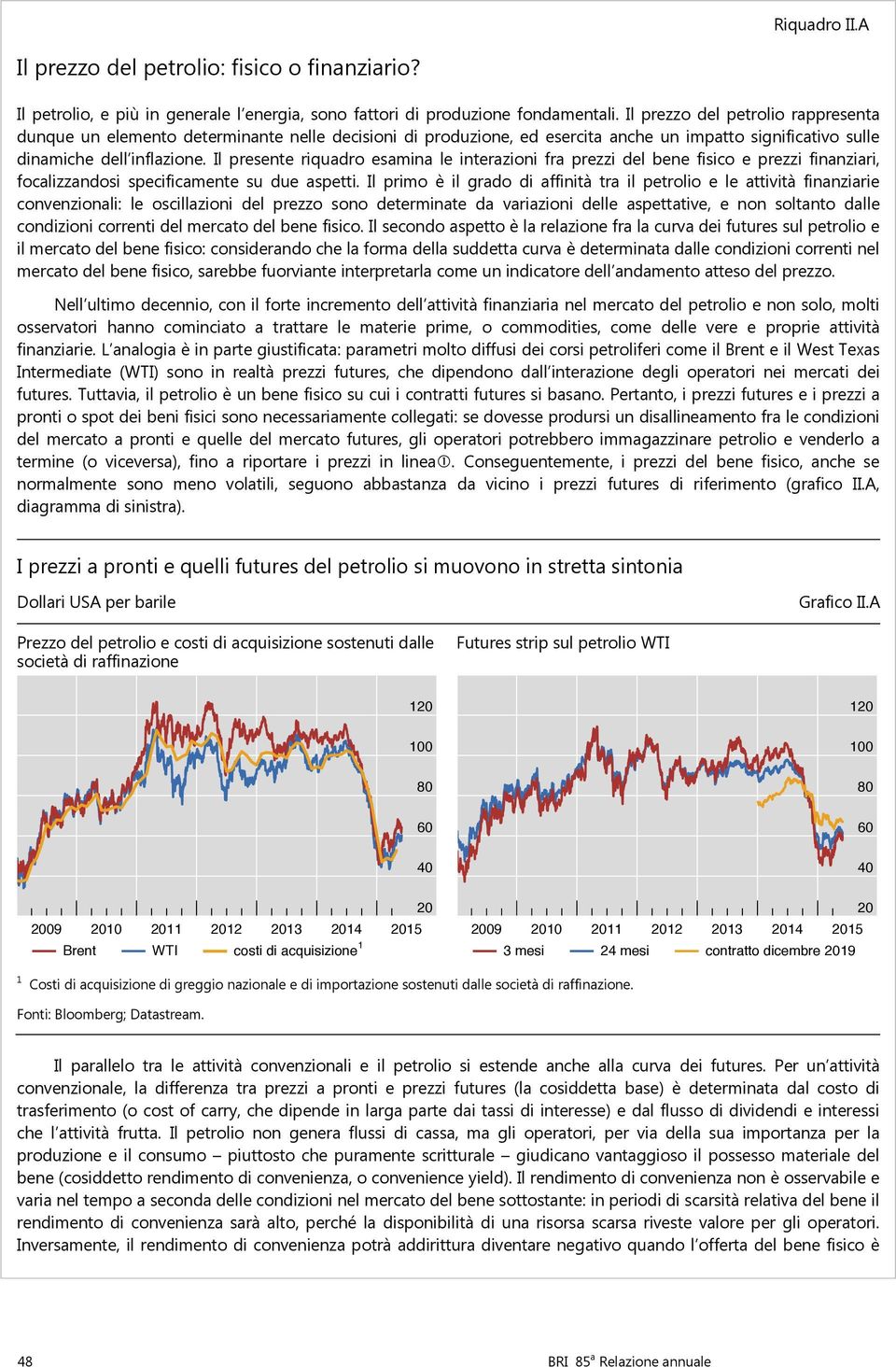 Il presente riquadro esamina le interazioni fra prezzi del bene fisico e prezzi finanziari, focalizzandosi specificamente su due aspetti.