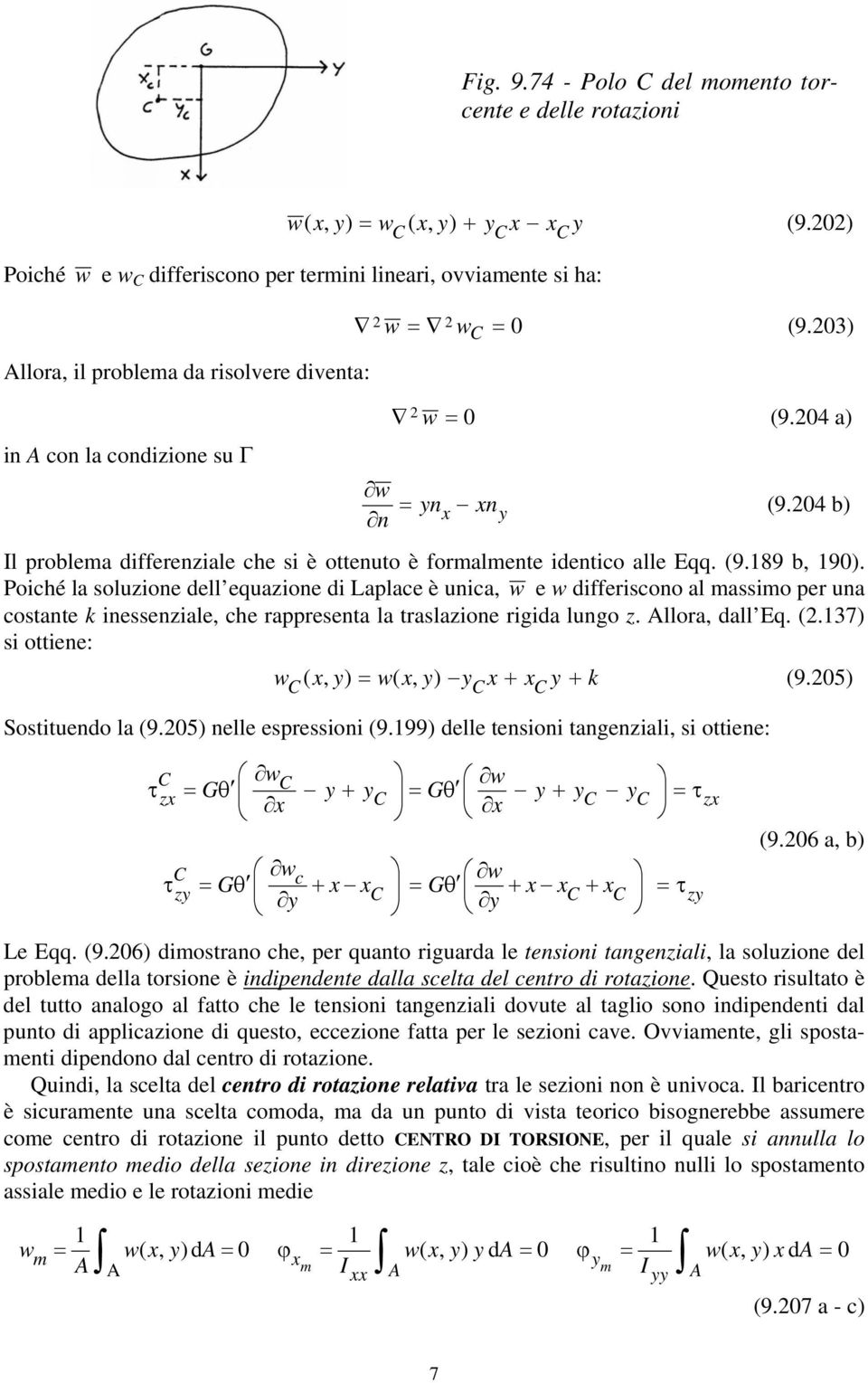Poiché la oluzione dell equazione di Laplace è unica, w e w differicono al maimo per una cotante ineenziale, che rappreenta la tralazione rigida lungo z. llora, dall Eq. (.