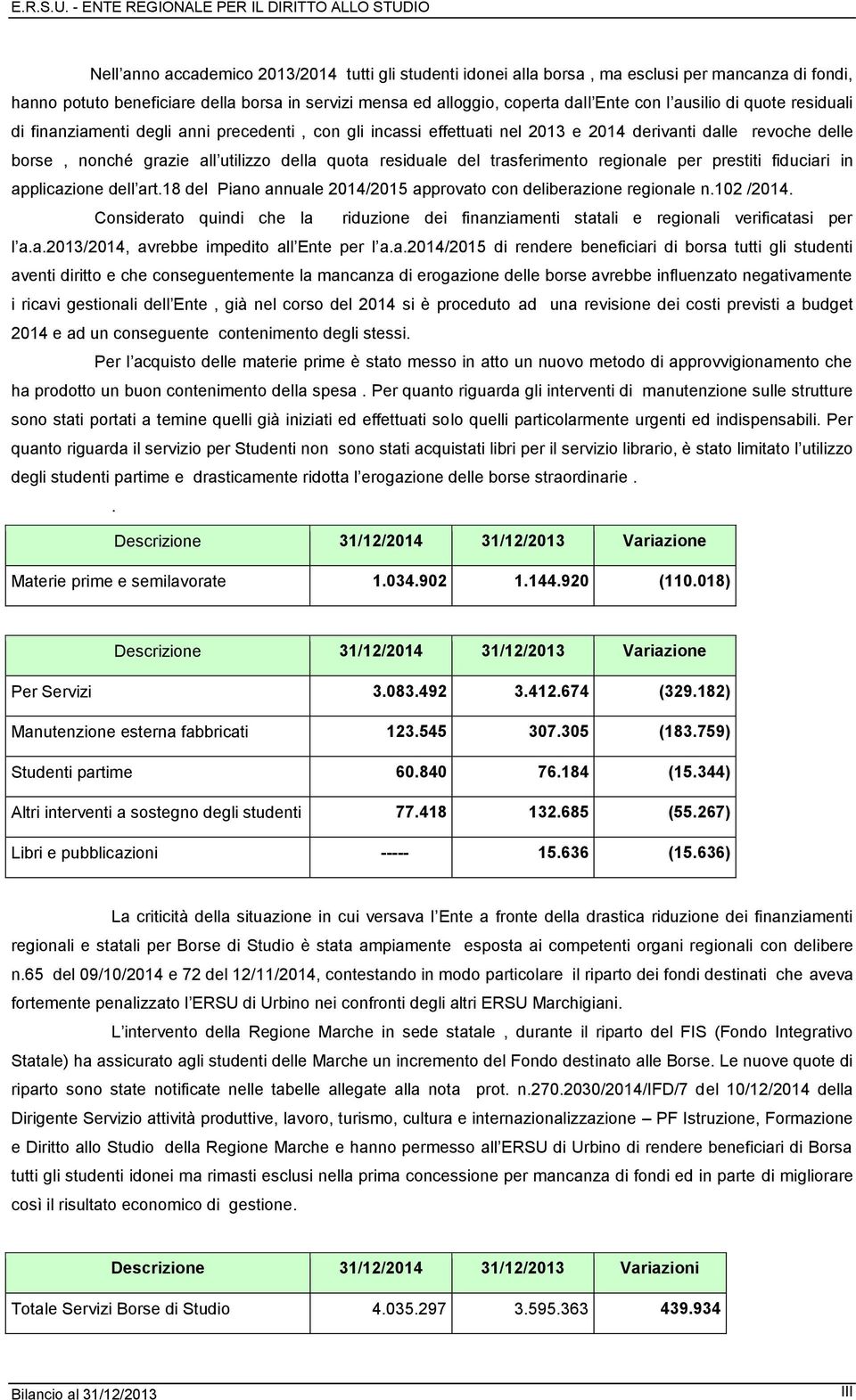 trasferimento regionale per prestiti fiduciari in applicazione dell art.18 del Piano annuale 2014/2015 approvato con deliberazione regionale n.102 /2014.