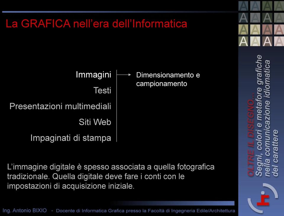 campionamento L immagine digitale è spesso associata a quella fotografica