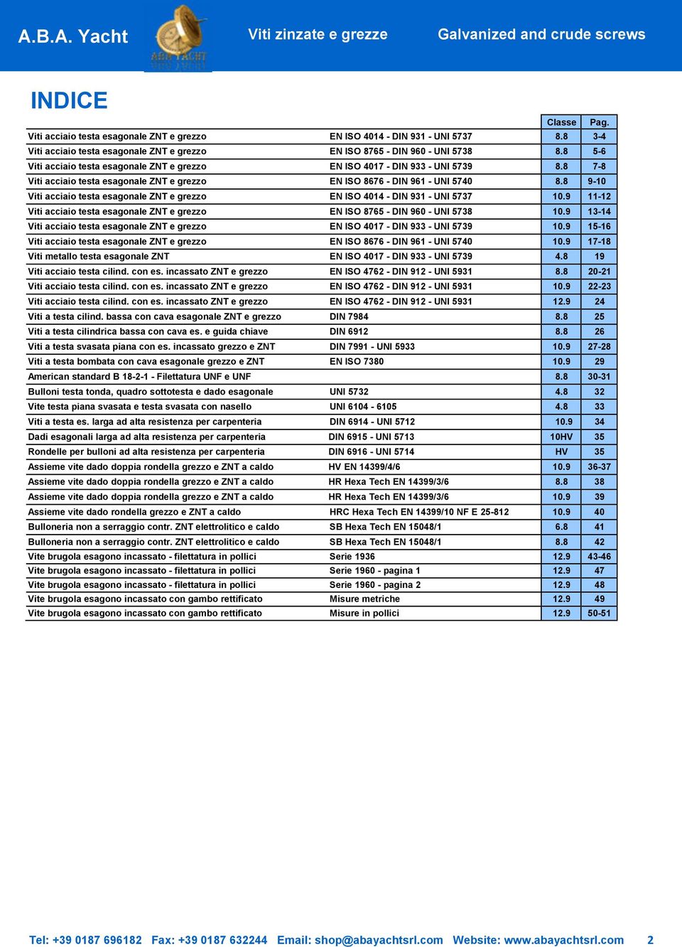 8 9-10 Viti acciaio testa esagonale ZNT e grezzo EN ISO 4014 - DIN 931 - UNI 5737 10.9 11-12 Viti acciaio testa esagonale ZNT e grezzo EN ISO 8765 - DIN 960 - UNI 5738 10.