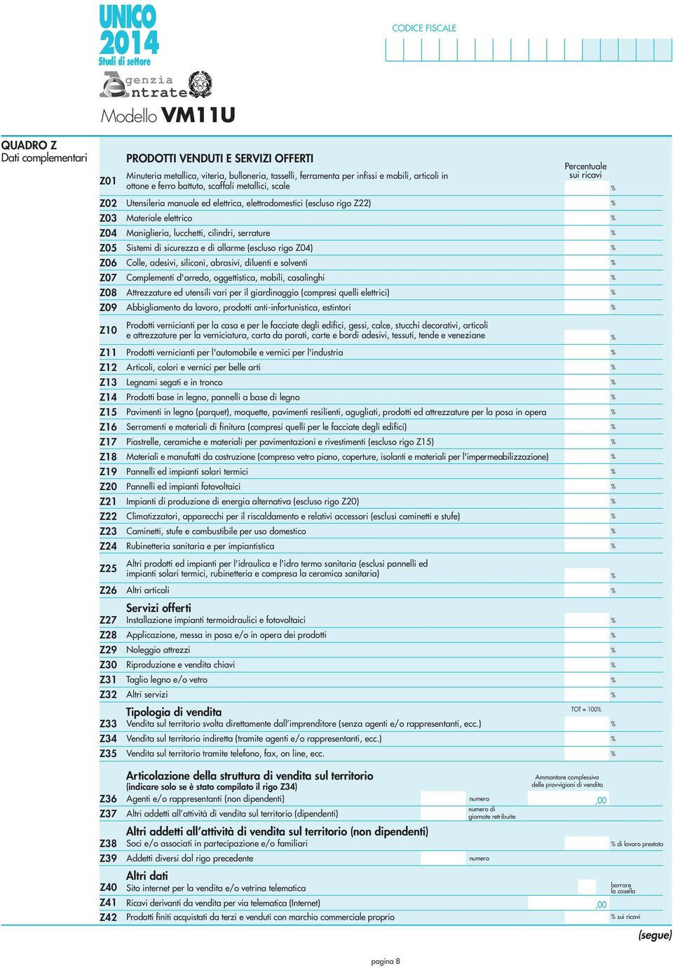 sicurezza e di allarme (escluso rigo Z04) Z06 Colle, adesivi, siliconi, abrasivi, diluenti e solventi Z07 Complementi d'arredo, oggettistica, mobili, casalinghi Z08 Attrezzature ed utensili vari per
