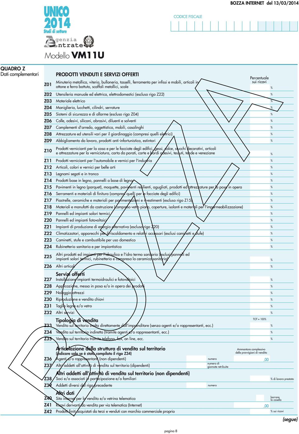 di allarme (escluso rigo Z04) Z06 Colle, adesivi, siliconi, abrasivi, diluenti e solventi Z07 Complementi d'arredo, oggettistica, mobili, casalinghi Z08 Attrezzature ed utensili vari per il