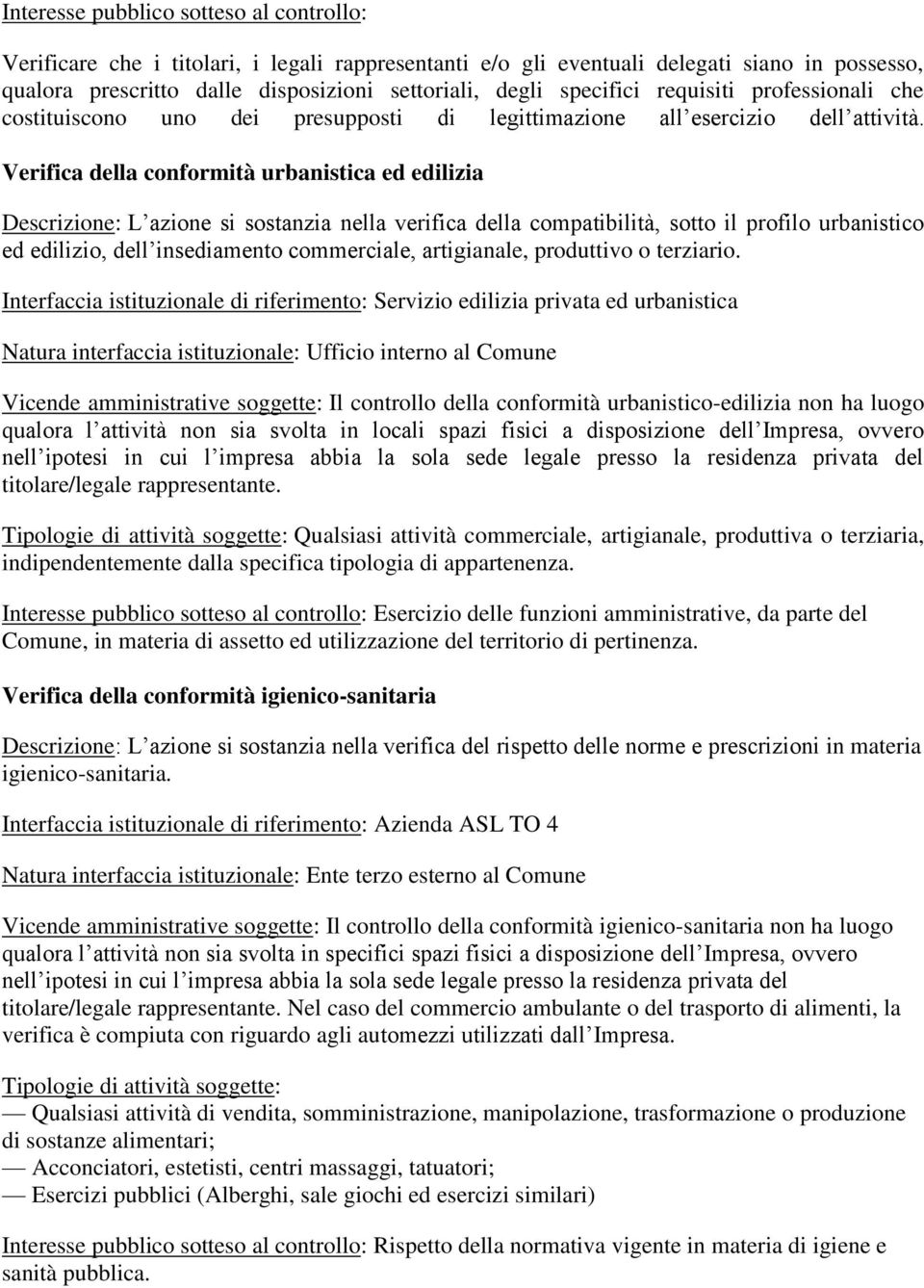 Verifica della conformità urbanistica ed edilizia Descrizione: L azione si sostanzia nella verifica della compatibilità, sotto il profilo urbanistico ed edilizio, dell insediamento commerciale,