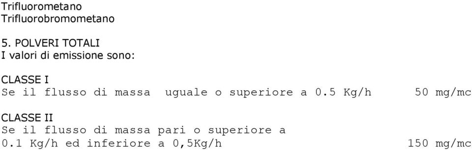 flusso di massa uguale o superiore a 0.