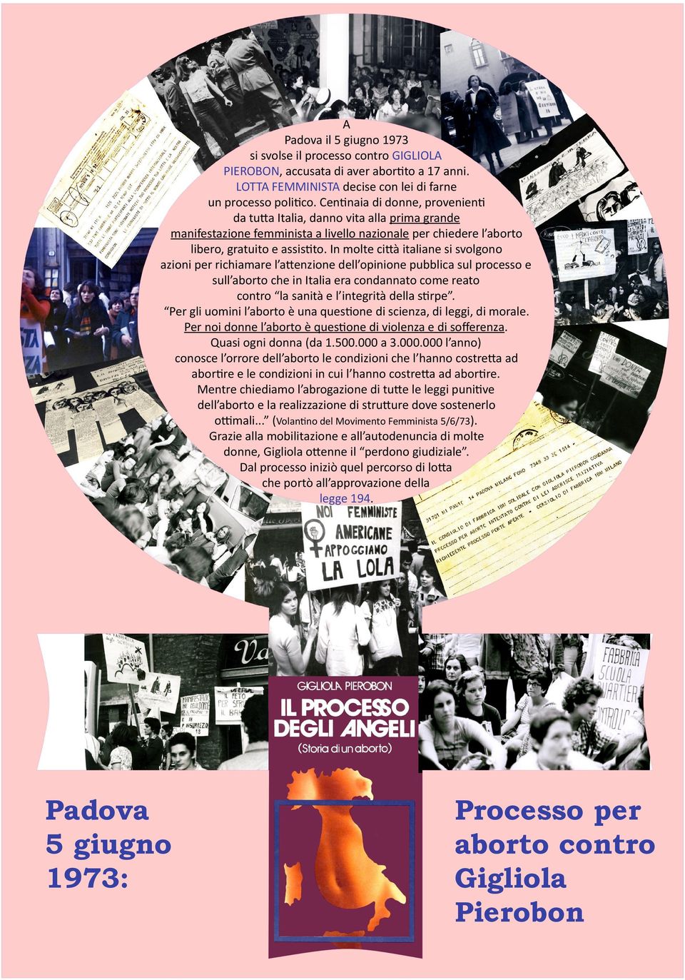 In molte città italiane si svolgono azioni per richiamare l attenzione dell opinione pubblica sul processo e sull aborto che in Italia era condannato come reato contro la sanità e l integrità della