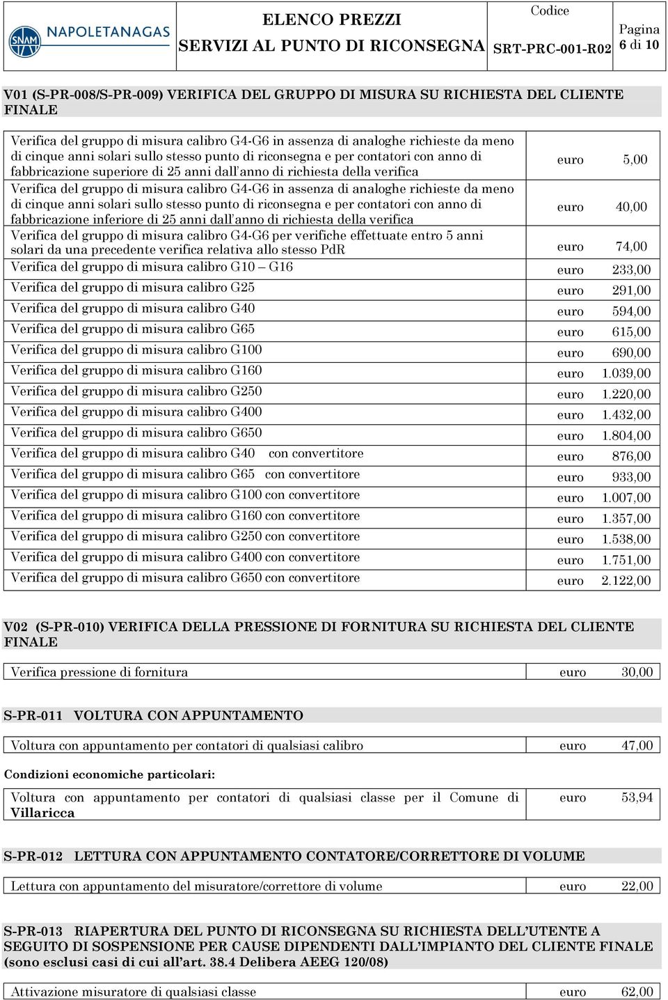 assenza di analoghe richieste da meno di cinque anni solari sullo stesso punto di riconsegna e per contatori con anno di fabbricazione inferiore di 25 anni dall anno di richiesta della verifica euro