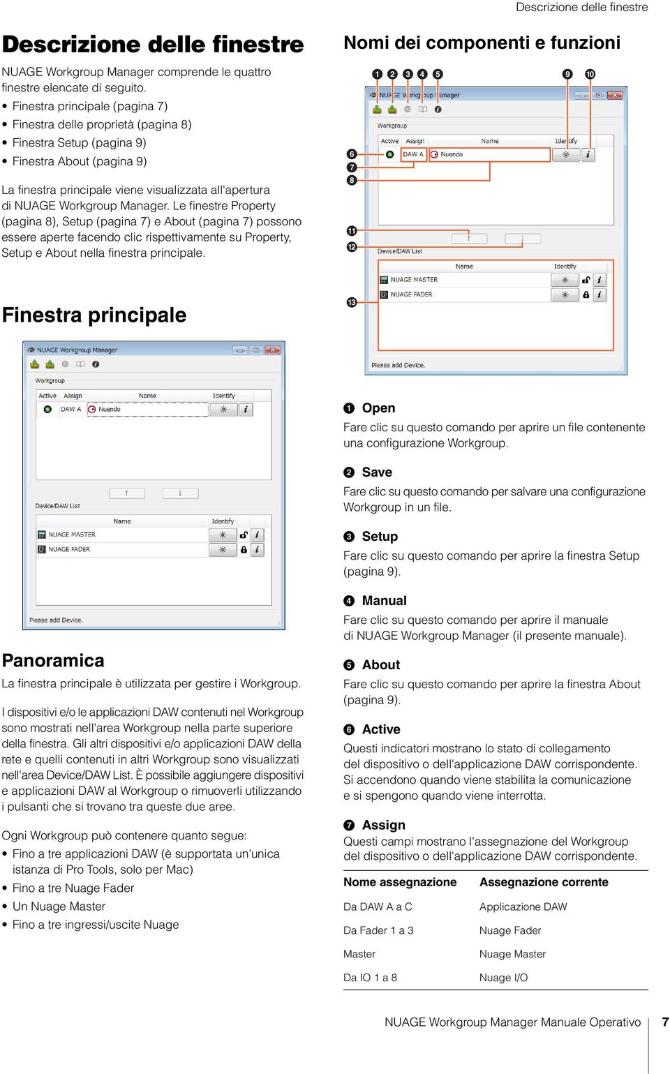 Manager. Le finestre Property (pagina 8), Setup (pagina 7) e About (pagina 7) possono essere aperte facendo clic rispettivamente su Property, Setup e About nella finestra principale.