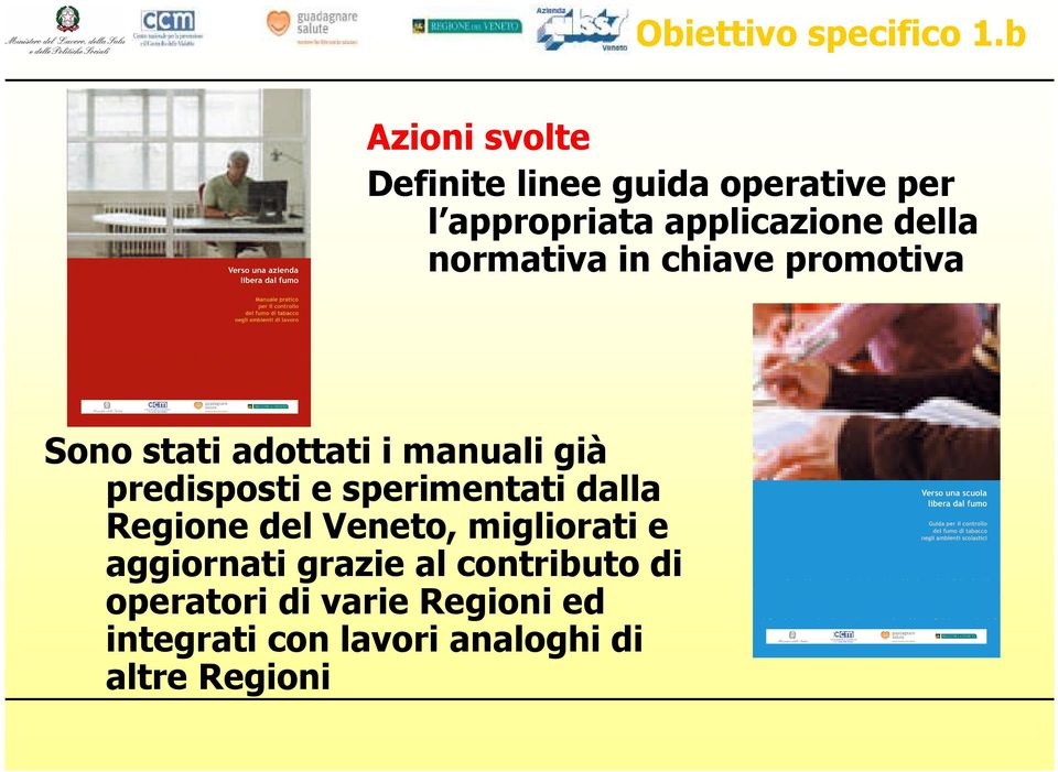 normativa in chiave promotiva Sono stati adottati i manuali già predisposti e