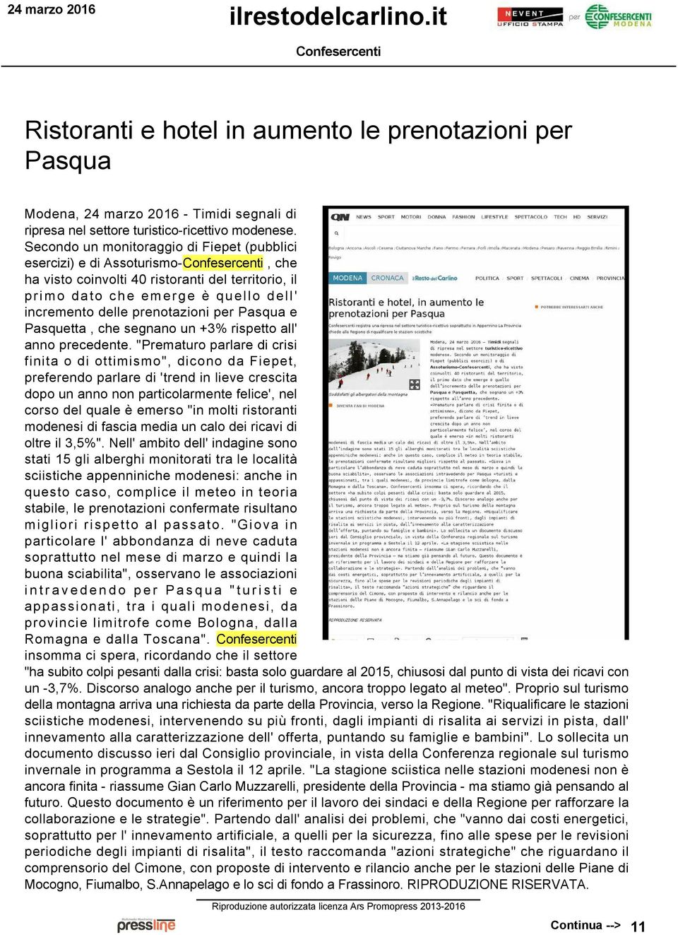 Pasqua e Pasquetta, che segnano un +3% rispetto all' anno precedente.