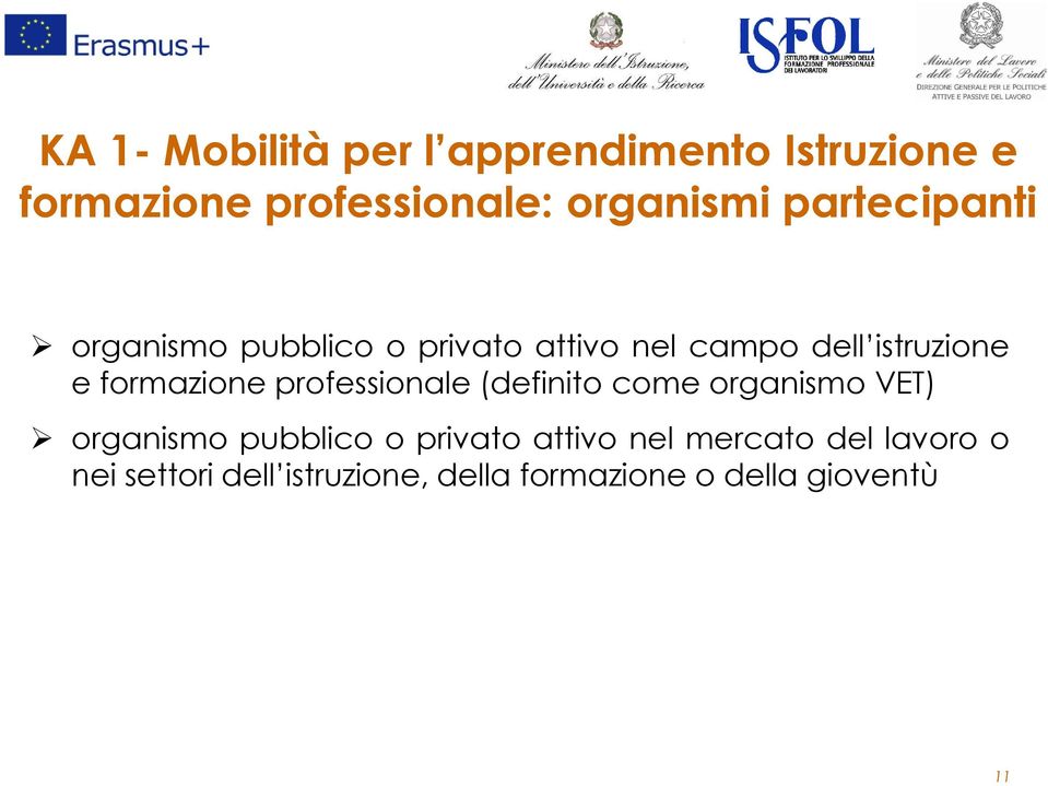 formazione professionale (definito come organismo VET) organismo pubblico o privato