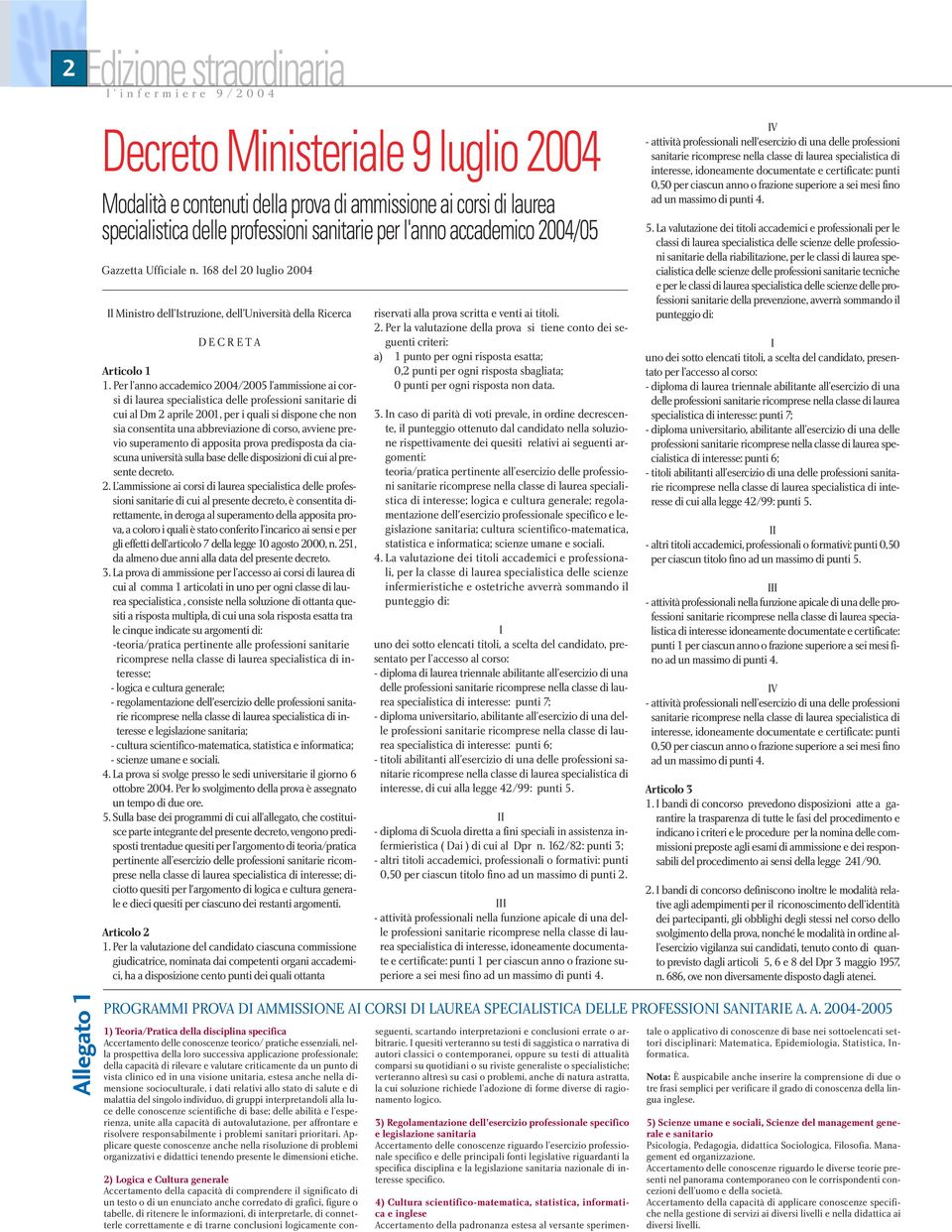 Per l anno accademico 2/ l ammissione ai corsi di laurea specialistica delle professioni sanitarie di cui al Dm 2 aprile 21, per i quali si dispone che non sia consentita una abbreviazione di corso,