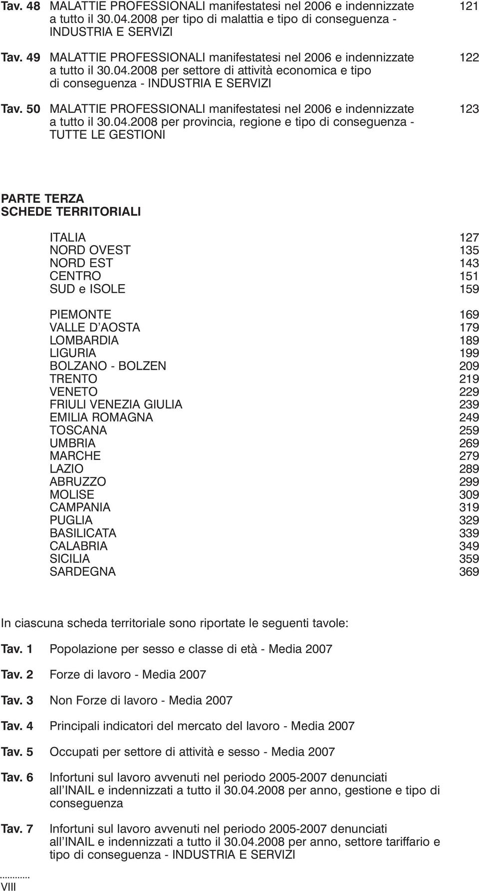 50 MALATTIE PROFESSIONALI manifestatesi nel 2006 e indennizzate a tutto il 30.04.