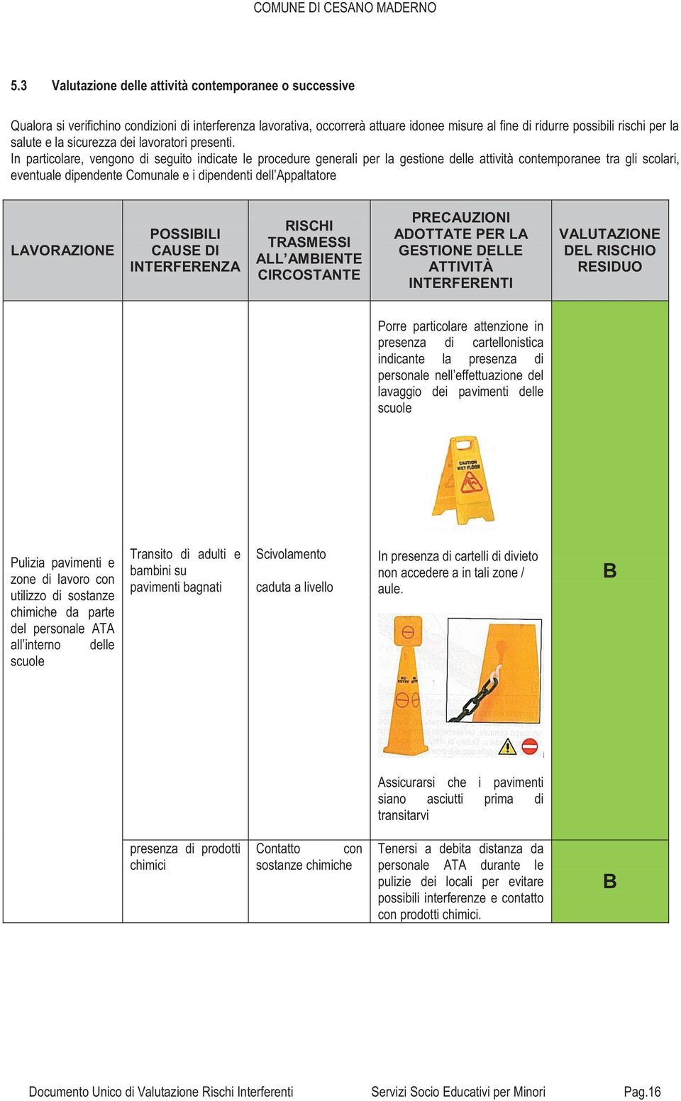 In particolare, vengono di seguito indicate le procedure generali per la gestione delle attività contemporanee tra gli scolari, eventuale dipendente Comunale e i dipendenti dell Appaltatore