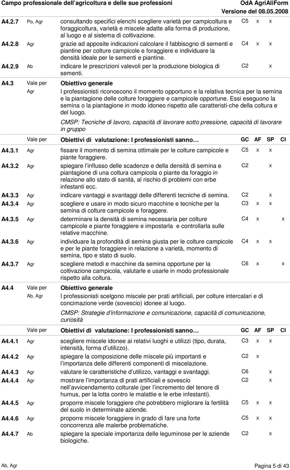 grazie ad apposite indicazioni calcolare il fabbisogno di sementi e piantine per colture campicole e foraggiere e individuare la densità ideale per le sementi e piantine.