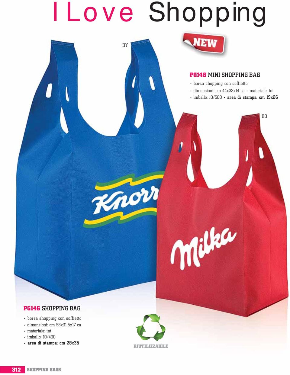 19x26 e 0,4650 PG146 SHOPPING BAG borsa shopping con soffietto dimensioni: cm