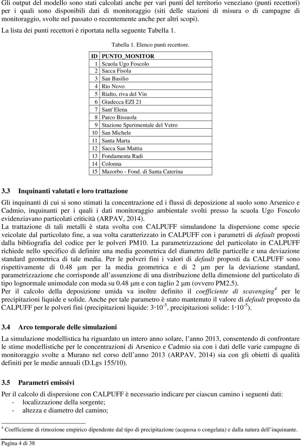 ID PUNTO_MONITOR 1 Scuola Ugo Foscolo 2 Sacca Fisola 3 San Basilio 4 Rio Novo 5 Rialto, riva del Vin 6 Giudecca EZI 21 7 Sant`Elena 8 Parco Bissuola 9 Stazione Sperimentale del Vetro 10 San Michele