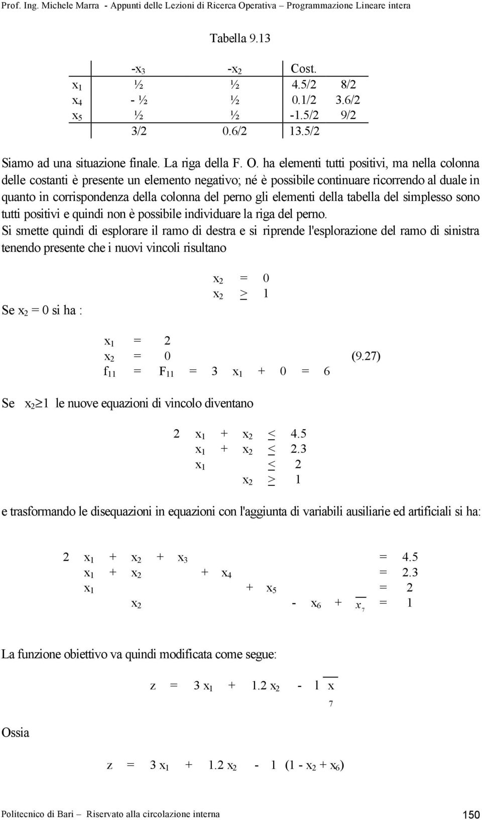 elementi della tabella del simplesso sono tutti positivi e quindi non è possibile individuare la riga del perno.