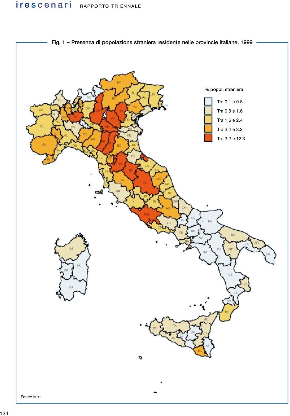 provincie italiane, 1999 % popol. straniera Tra 0.1 e 0.