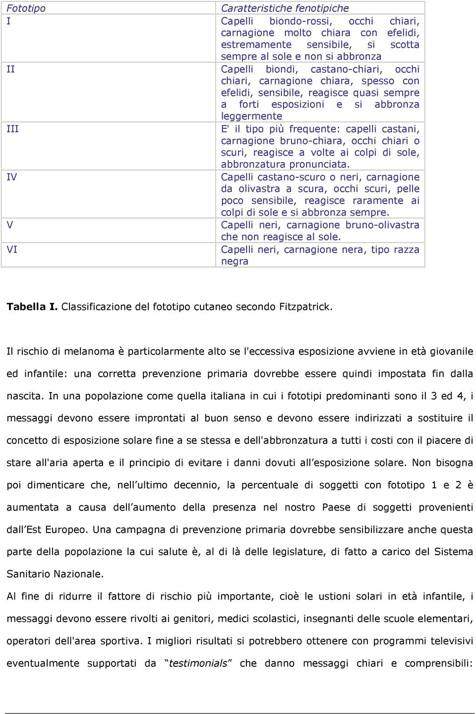 carnagione bruno-chiara, occhi chiari o scuri, reagisce a volte ai colpi di sole, abbronzatura pronunciata.