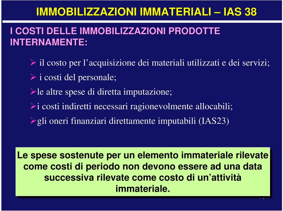 ragionevolmente allocabili; gli oneri finanziari direttamente imputabili (IAS23) Le Le spese sostenute per un un elemento