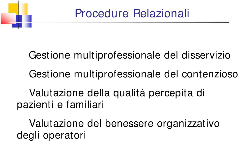 Valutazione della qualità percepita di pazienti e