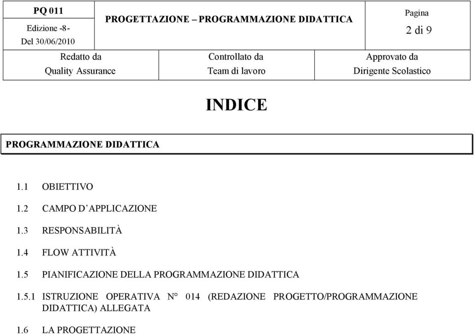 5 PIANIFICAZIONE DELLA PROGRAMMAZIONE DIDATTICA 1.5.1 ISTRUZIONE