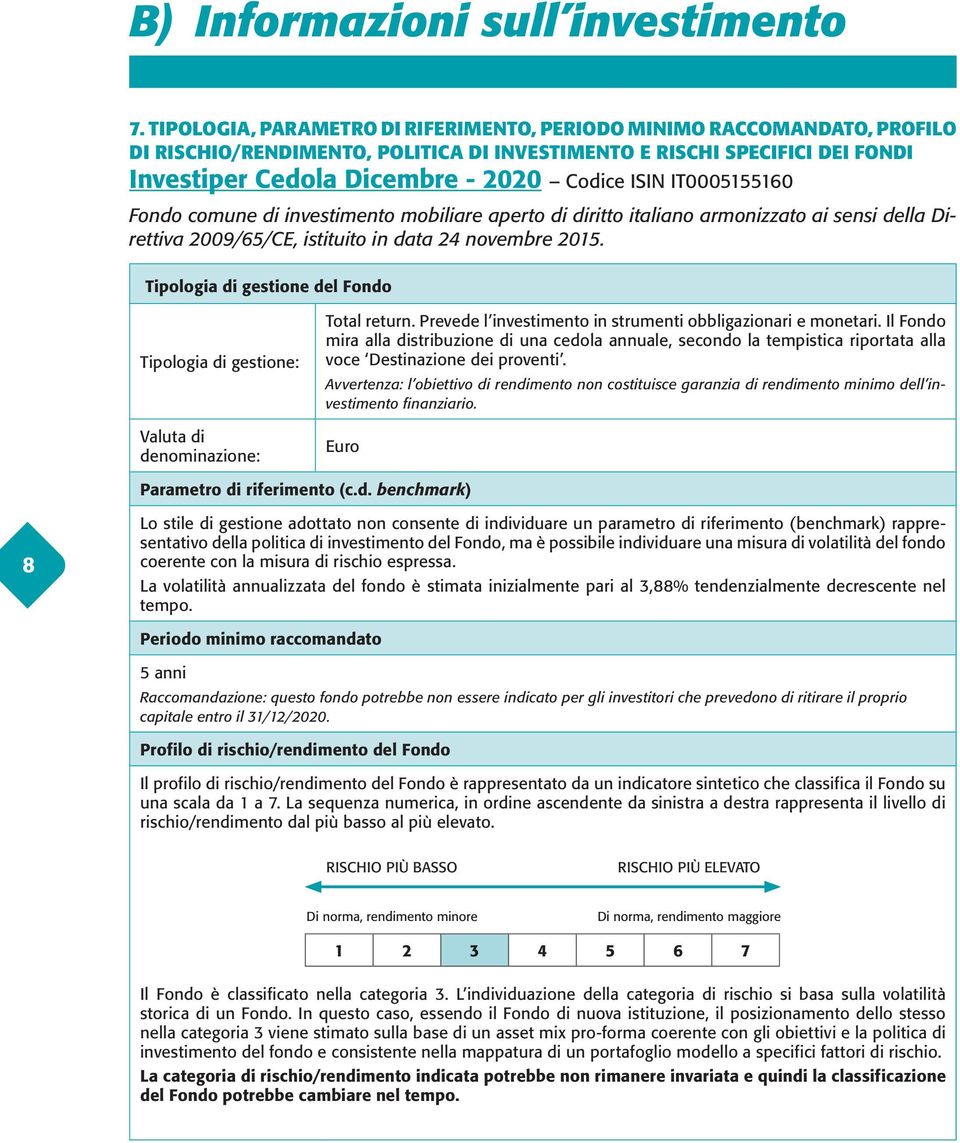 IT0005155160 Fondo comune di investimento mobiliare aperto di diritto italiano armonizzato ai sensi della Direttiva 2009/65/CE, istituito in data 24 novembre 2015.