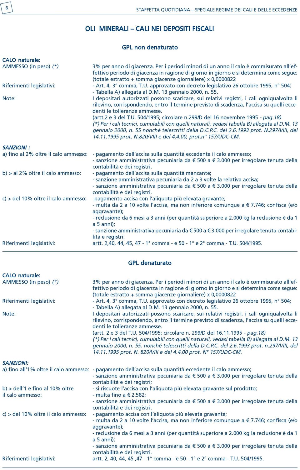 approvato con decreto legislativo 26 ottobre 1995, n 504; (artt.2 e 3 del T.U. 504/1995; circolare n.299/d del 16 novembre 1995 - pag.18) gennaio 2000, n. 55 nonché telescritti della D.C.P.C. del 2.6.1993 prot.