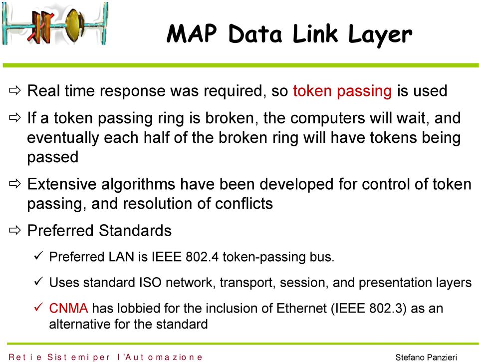 token passing, and resolution of conflicts Preferred Standards Preferred LAN is IEEE 802.4 token-passing bus.