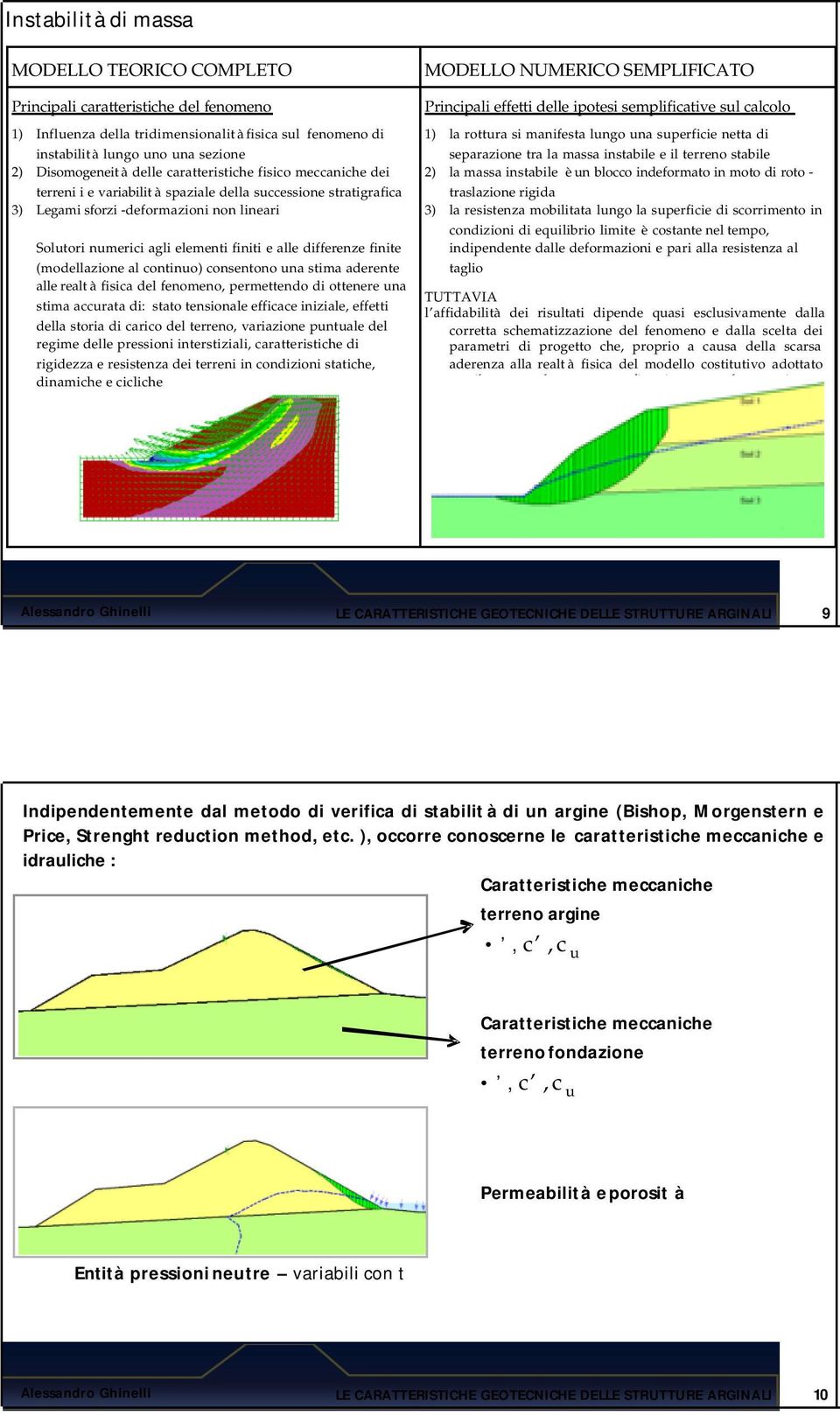 numerici agli elementi finiti e alle differenze finite (modellazione al continuo) consentono una stima aderente alle realt à fisica del fenomeno, permettendo di ottenere una stima accurata di: stato