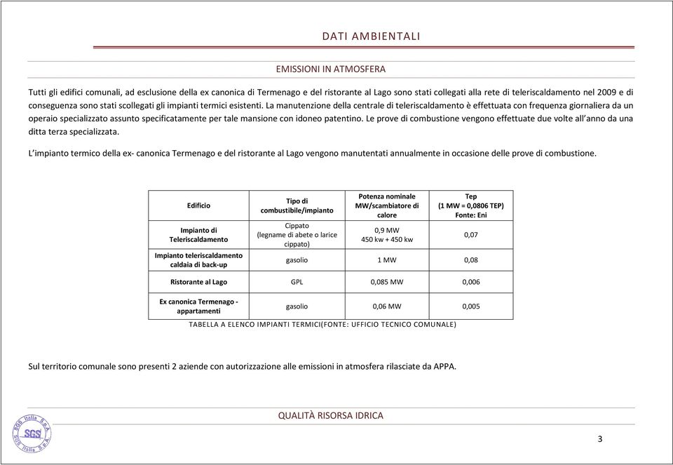 La manutenzione della centrale di teleriscaldamento è effettuata con frequenza giornaliera da un operaio specializzato assunto specificatamente per tale mansione con idoneo patentino.