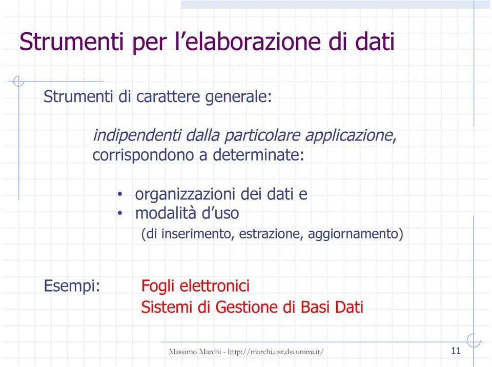 determinate: organizzazioni dei dati e modalità d uso (di inserimento,