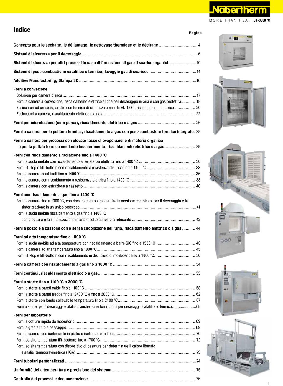 ..14 Additive Manufactoring, Stampa 3D...16 Forni a convezione Soluzioni per camera bianca...17 Forni a camera a convezione, riscaldamento elettrico anche per deceraggio in aria e con gas protettivi.