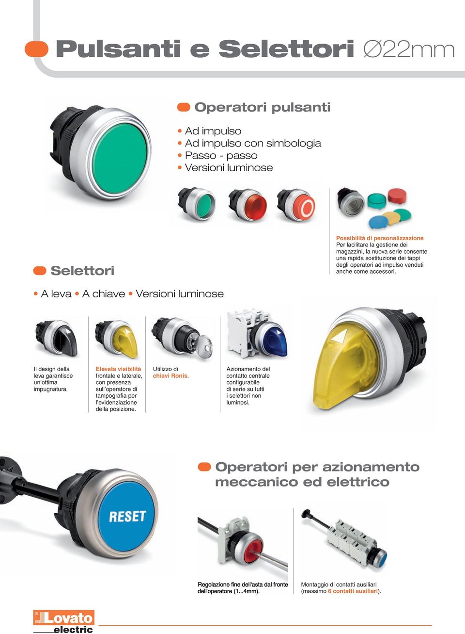 A leva A chiave Versioni luminose Il design della leva garantisce un ottima impugnatura.