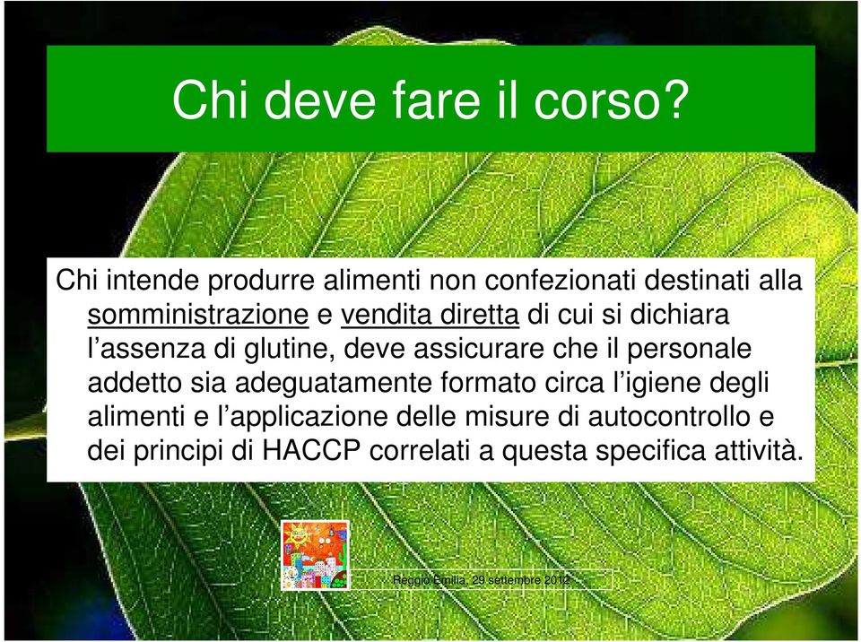 diretta di cui si dichiara l assenza di glutine, deve assicurare che il personale addetto