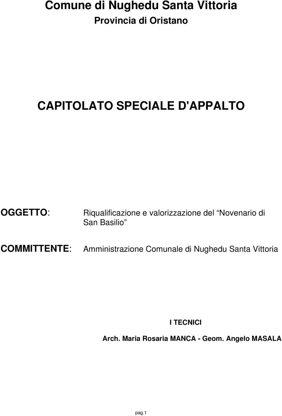 Novenario di San Basilio COMMITTENTE: Amministrazione Comunale di