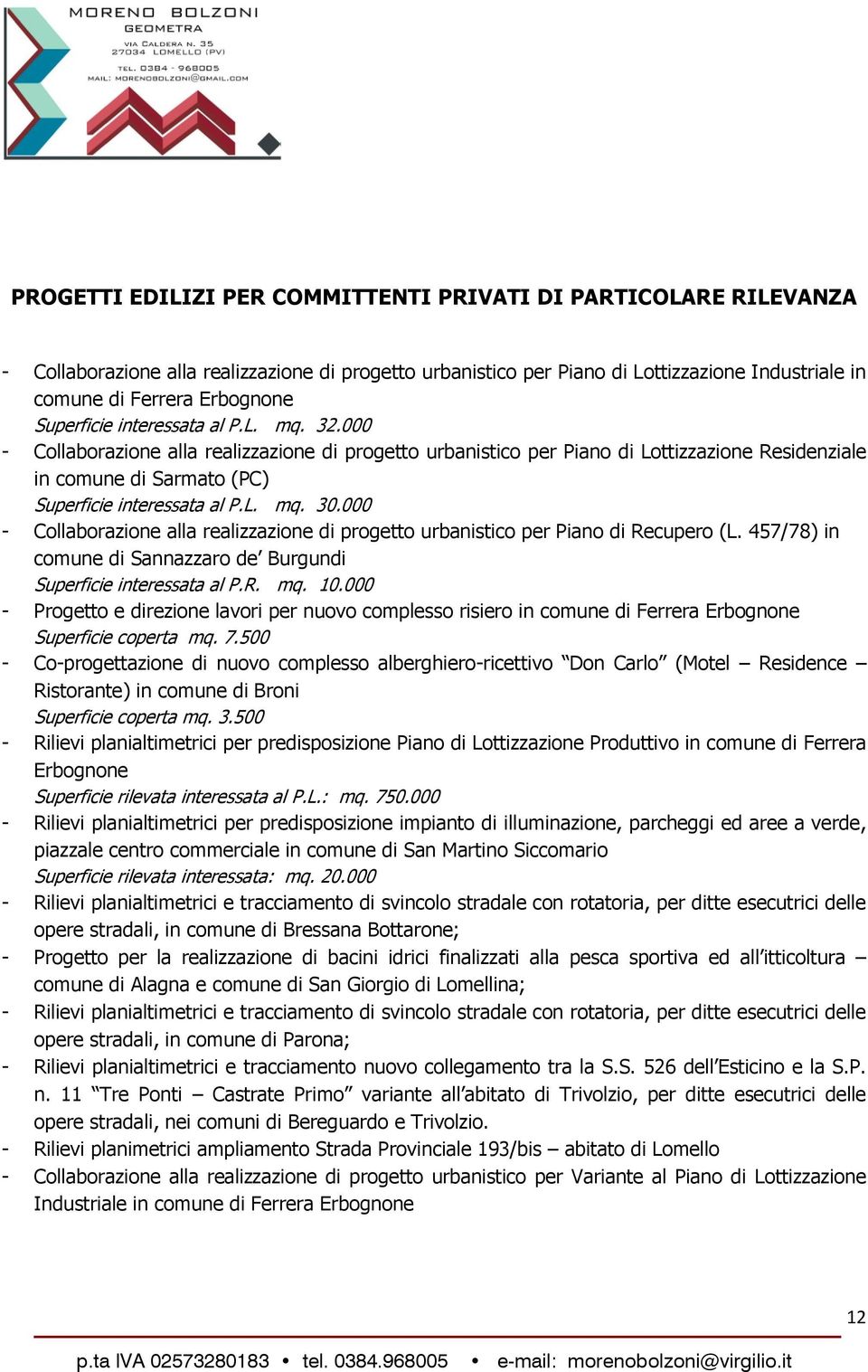 000 - Collaborazione alla realizzazione di progetto urbanistico per Piano di Recupero (L. 457/78) in comune di Sannazzaro de Burgundi Superficie interessata al P.R. mq. 10.