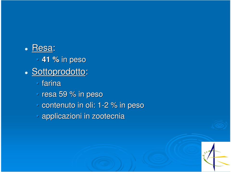 % in peso contenuto in oli: