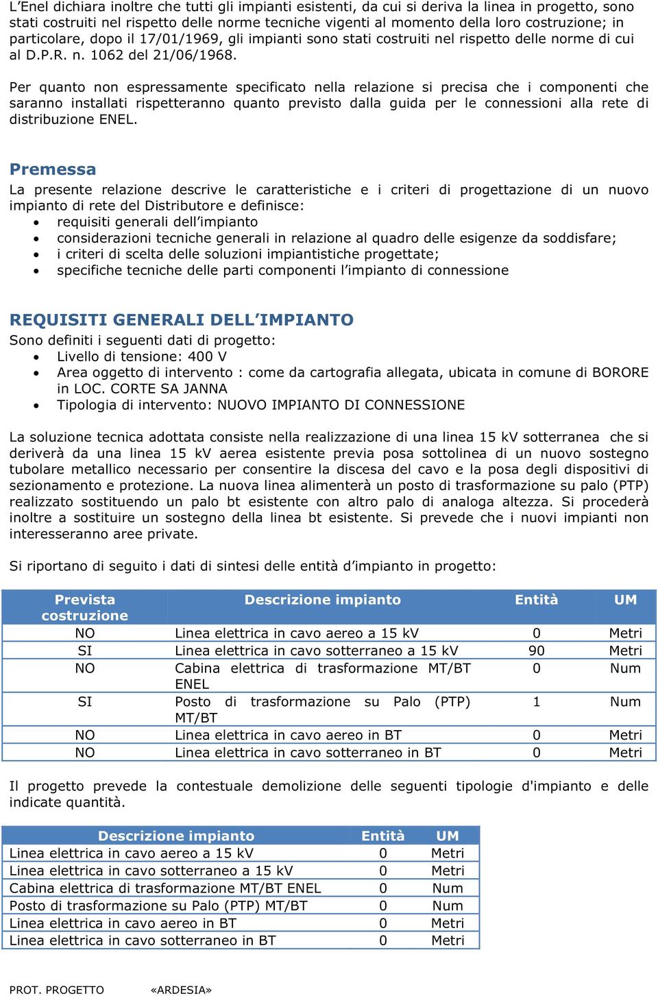 Per quanto non espressamente specificato nella relazione si precisa che i componenti che saranno installati rispetteranno quanto previsto dalla guida per le connessioni alla rete di distribuzione