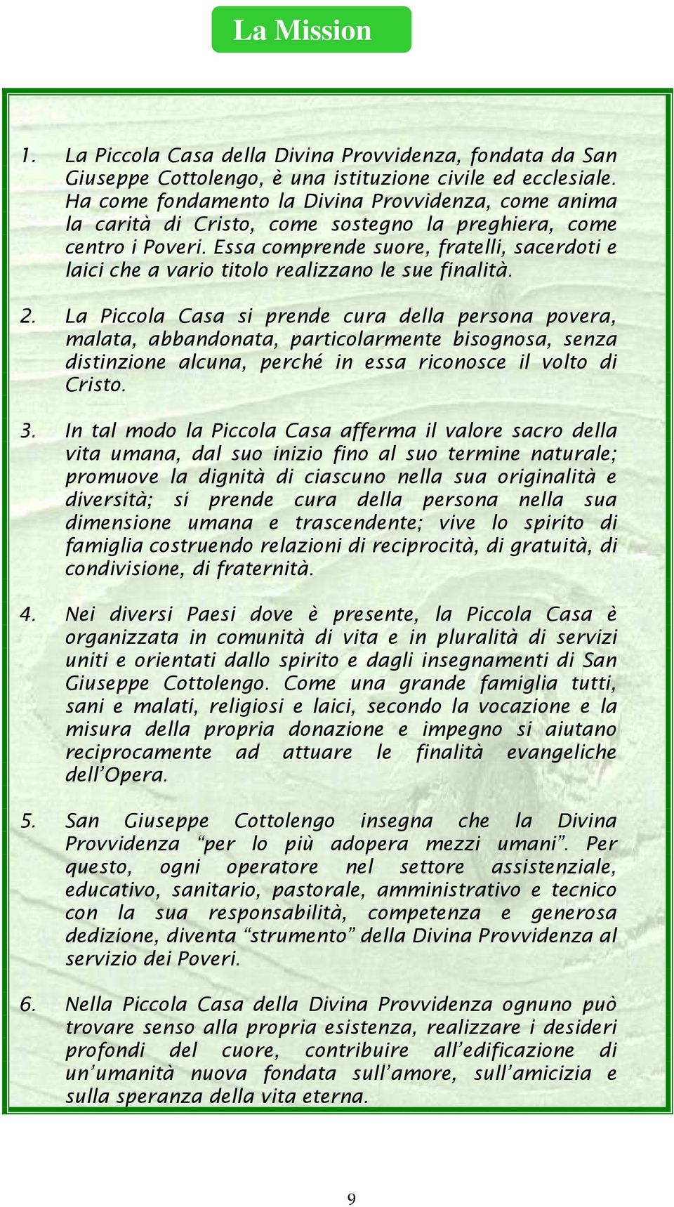 Essa comprende suore, fratelli, sacerdoti e laici che a vario titolo realizzano le sue finalità. 2.