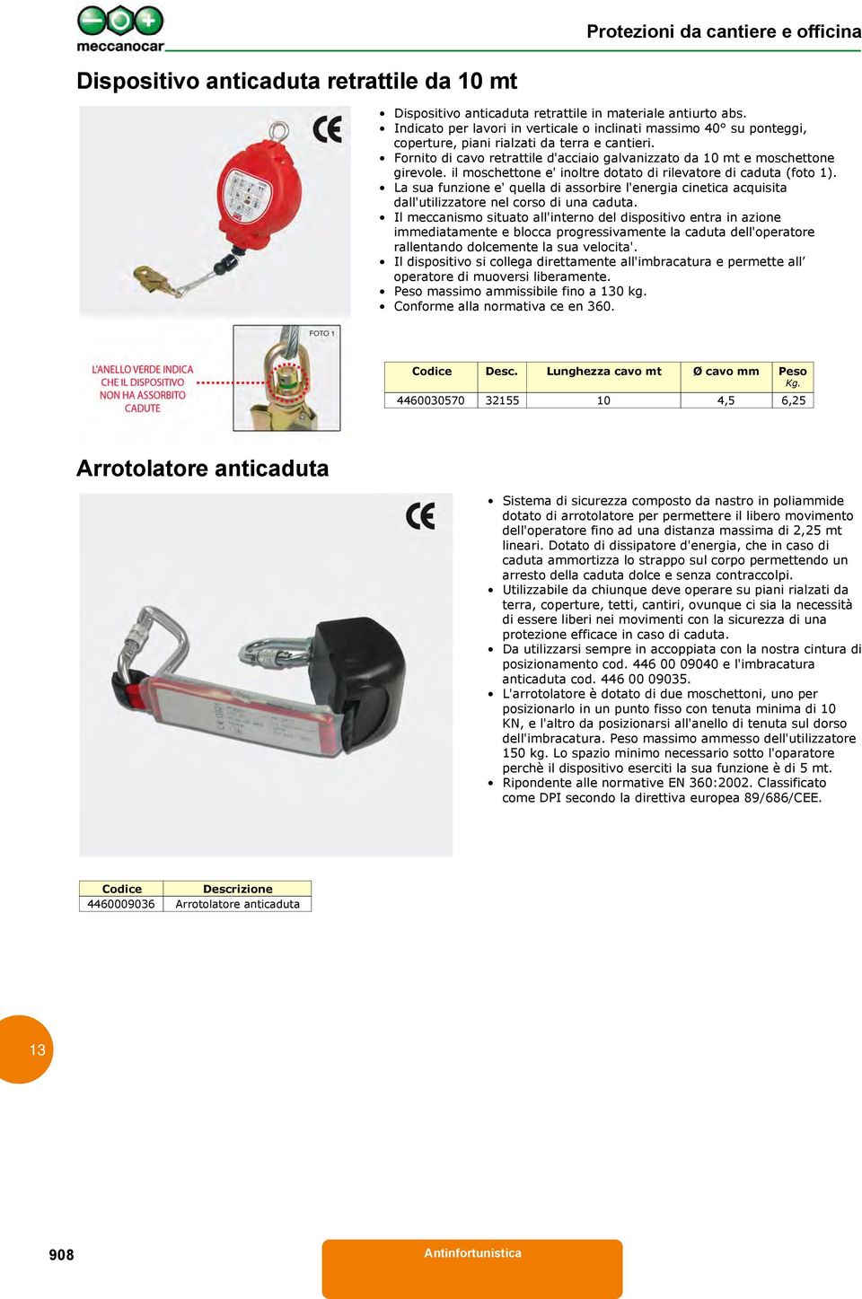 il moschettone e' inoltre dotato di rilevatore di caduta (foto 1). La sua funzione e' quella di assorbire l'energia cinetica acquisita dall'utilizzatore nel corso di una caduta.