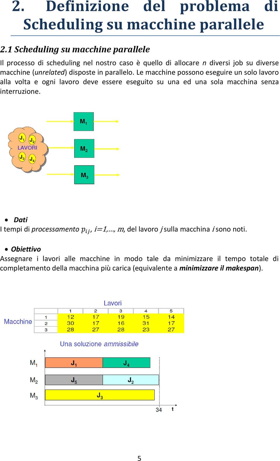 parallelo. Le macchine possono eseguire un solo lavoro alla volta e ogni lavoro deve essere eseguito su una ed una sola macchina senza interruzione.